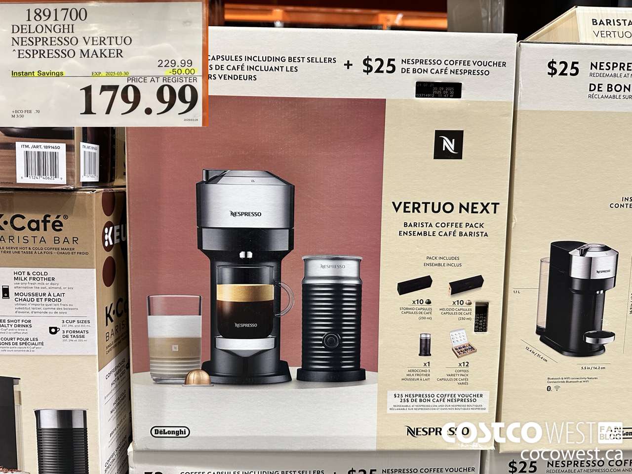 1891700 DELONGHI NESPRESSO VERTUO ESPRESSO MAKER ($50.00 INSTANT SAVINGS EXPIRES ON 2025-03-30) $179.99