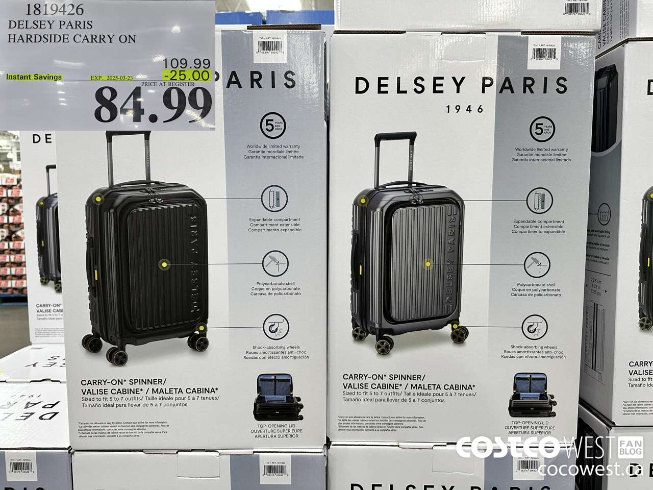 1819426 DELSEY PARIS HARDSIDE CARRY ON ($25.00 INSTANT SAVINGS EXPIRES ON 2025-03-23) $84.99