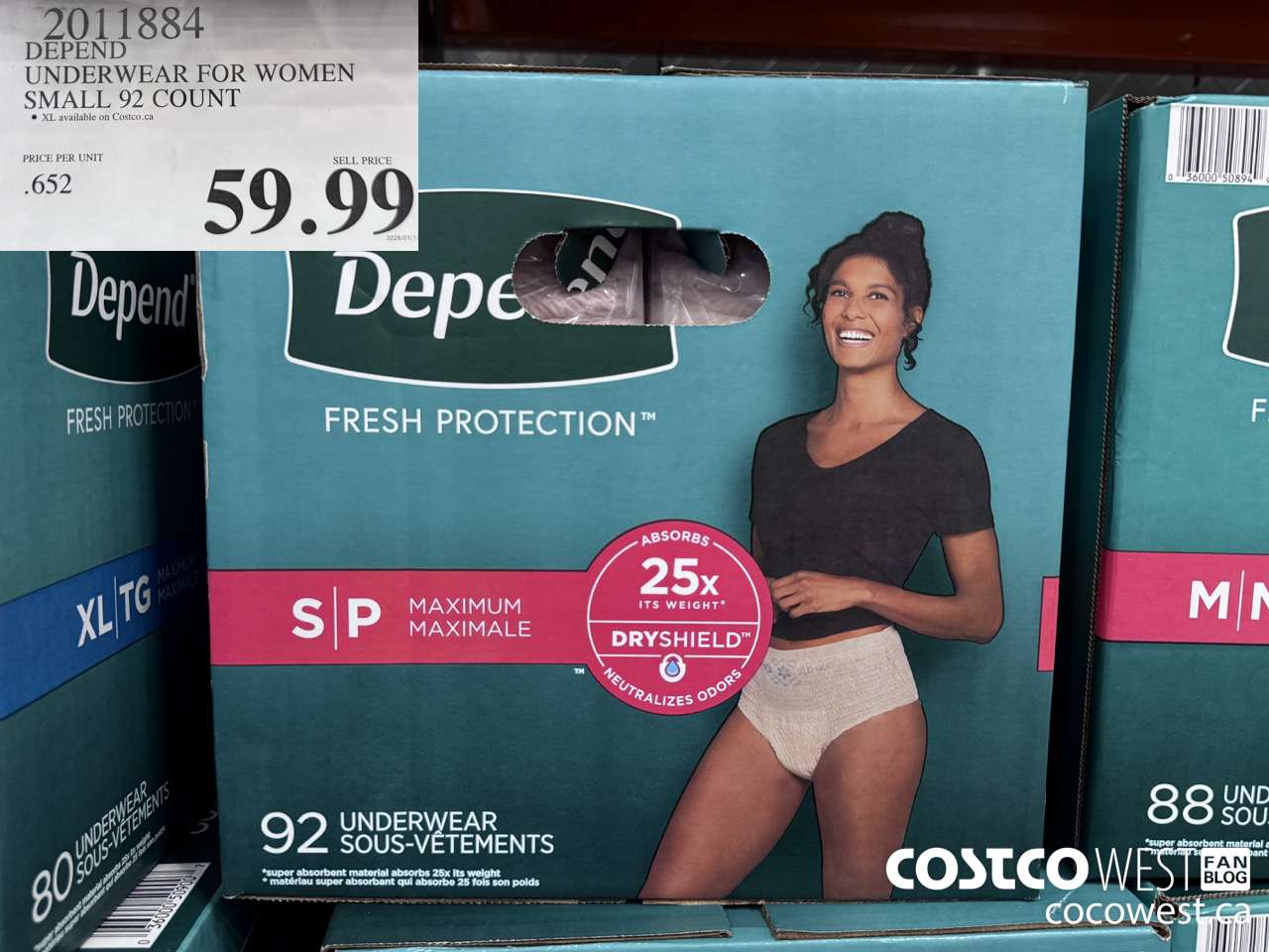 2011884 DEPEND UNDERWEAR FOR WOMEN SMALL 92 COUNT $59.99