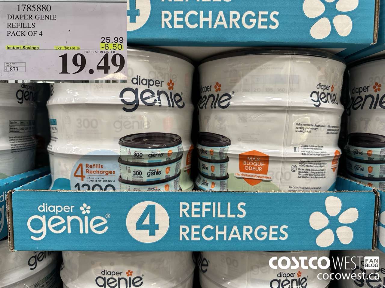 1785880 DIAPER GENIE REFILLS PACK OF 4 ($6.50 INSTANT SAVINGS EXPIRES ON 2025-03-16) $19.49