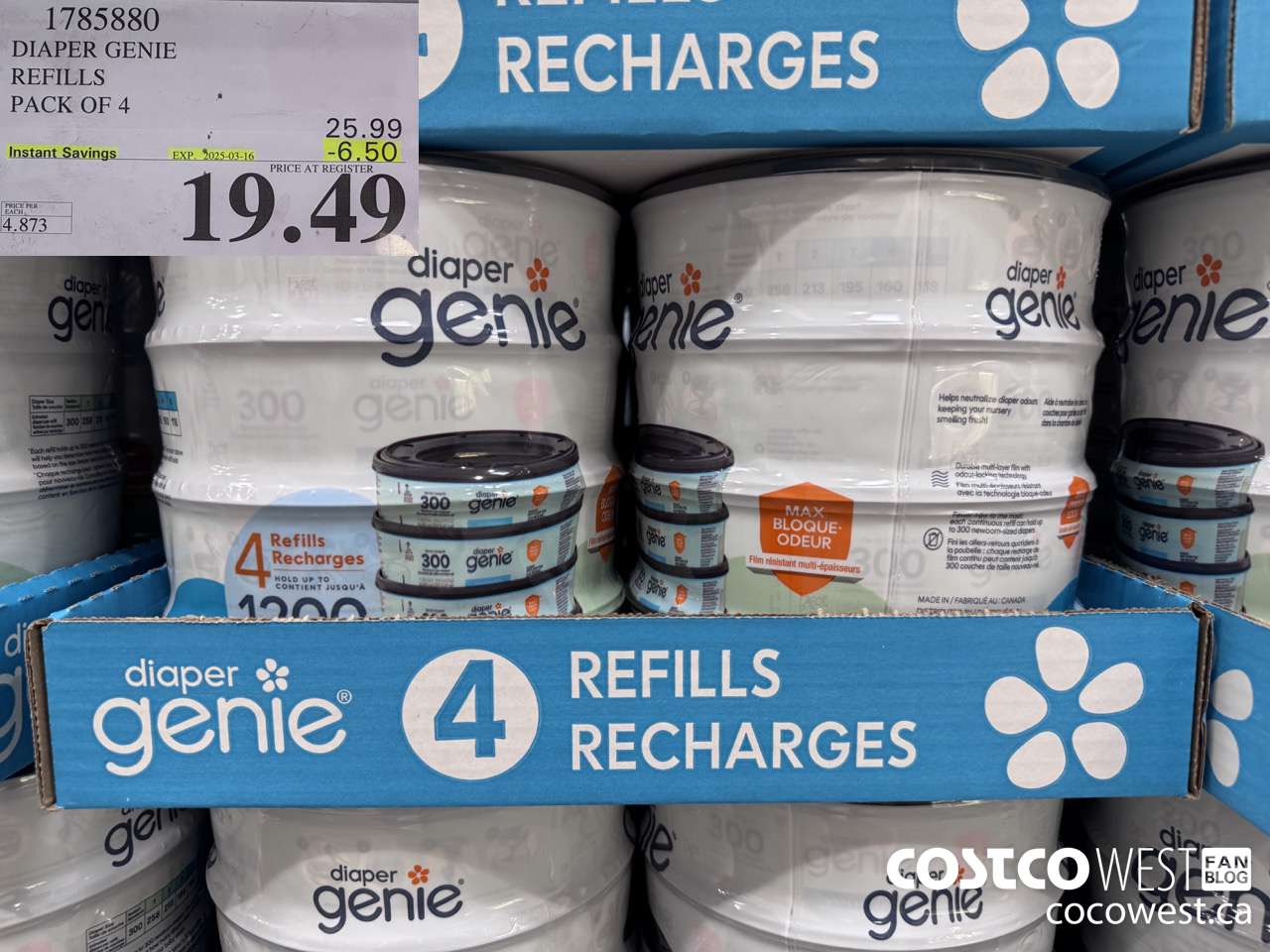 1785880 DIAPER GENIE REFILLS PACK OF 4 ($6.50 INSTANT SAVINGS EXPIRES ON 2025-03-16) $19.49
