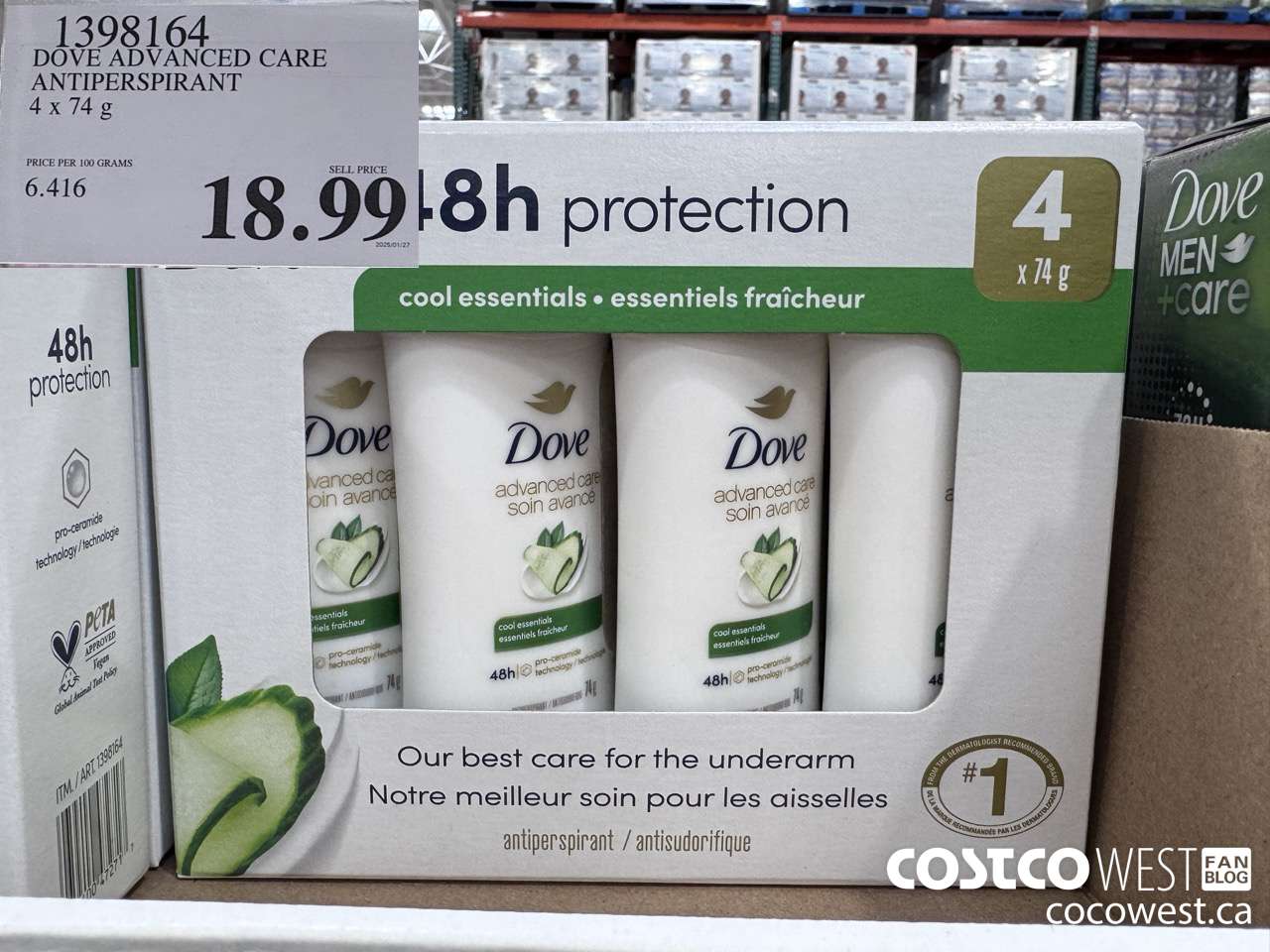 1398164 DOVE ADVANCED CARE ANTIPERSPIRANT 4x74 g $18.99