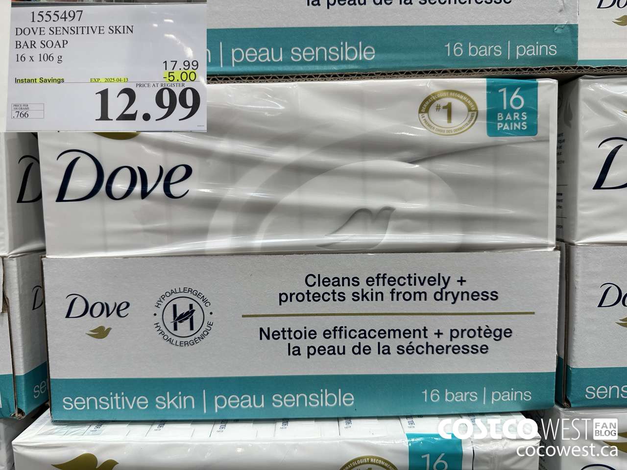 1555497 DOVE BAR SOAP SENSITIVE SKIN 16 x 106 g ($5.00 INSTANT SAVINGS EXPIRES ON 2025-04-13) $12.99