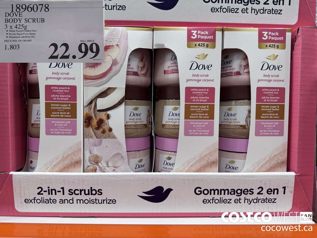 1896078 DOVE BODY SCRUB 3 x 425g $22.99