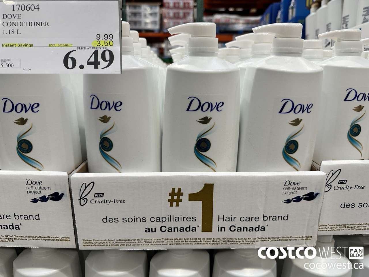 170604 DOVE CONDITIONER 1.18 L ($3.50 INSTANT SAVINGS EXPIRES ON 2025-04-13) $6.49