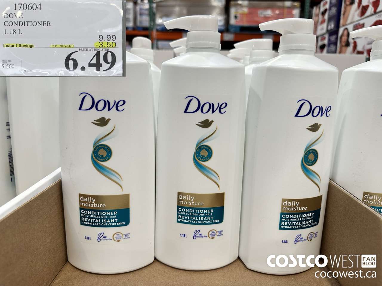 170604 DOVE CONDITIONER 1.18 L ($3.50 INSTANT SAVINGS EXPIRES ON 2025-04-13) $6.49