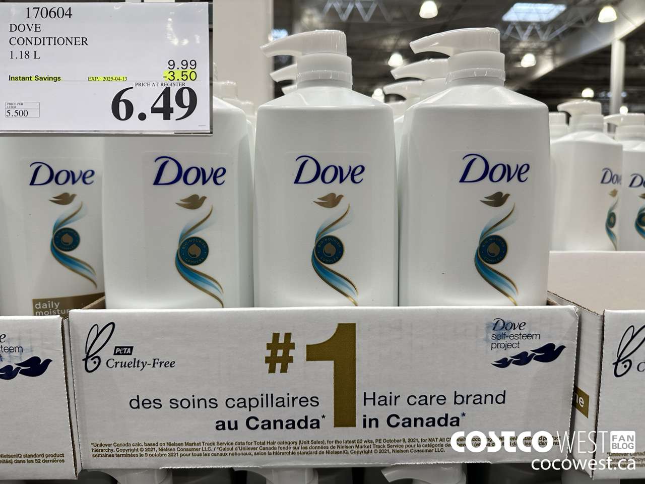 170604 DOVE CONDITIONER 1.18 L ($3.50 INSTANT SAVINGS EXPIRES ON 2025-04-13) $6.49