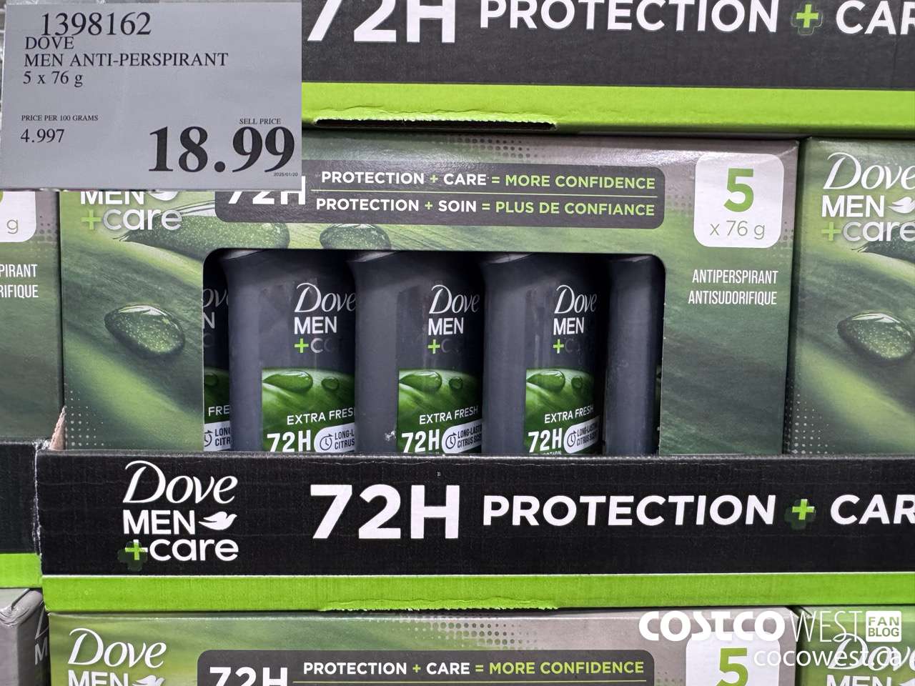 1398162 DOVE MEN ANTI-PERSPIRANT 5 X 76G $18.99