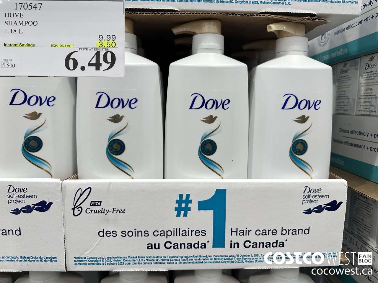 170547 DOVE SHAMPOO 1.18 L ($3.50 INSTANT SAVINGS EXPIRES ON 2025-04-13) $6.49