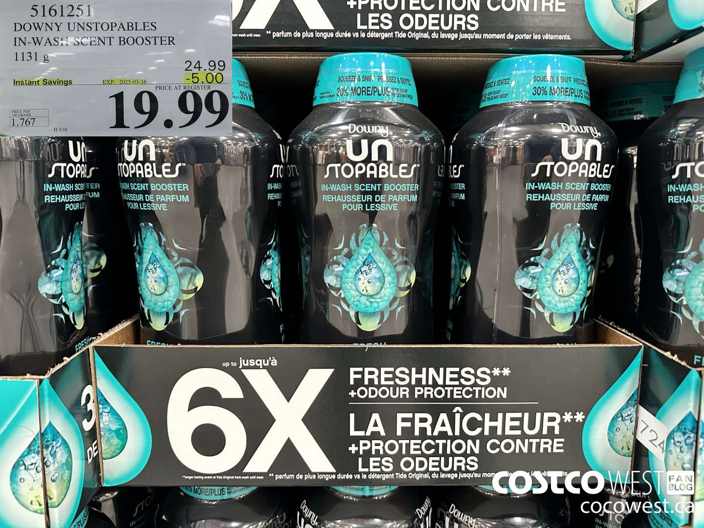 5161251 DOWNY UNSTOPPABLES IN-WASH SCENT BOOSTER 1131 g ($5.00 INSTANT SAVINGS EXPIRES ON 2025-03-16) $19.99