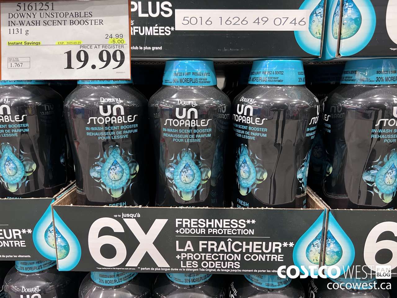 5161251 DOWNY UNSTOPPABLES IN-WASH SCENT BOOSTER 1131 g ($5.00 INSTANT SAVINGS EXPIRES ON 2025-03-23) $19.99