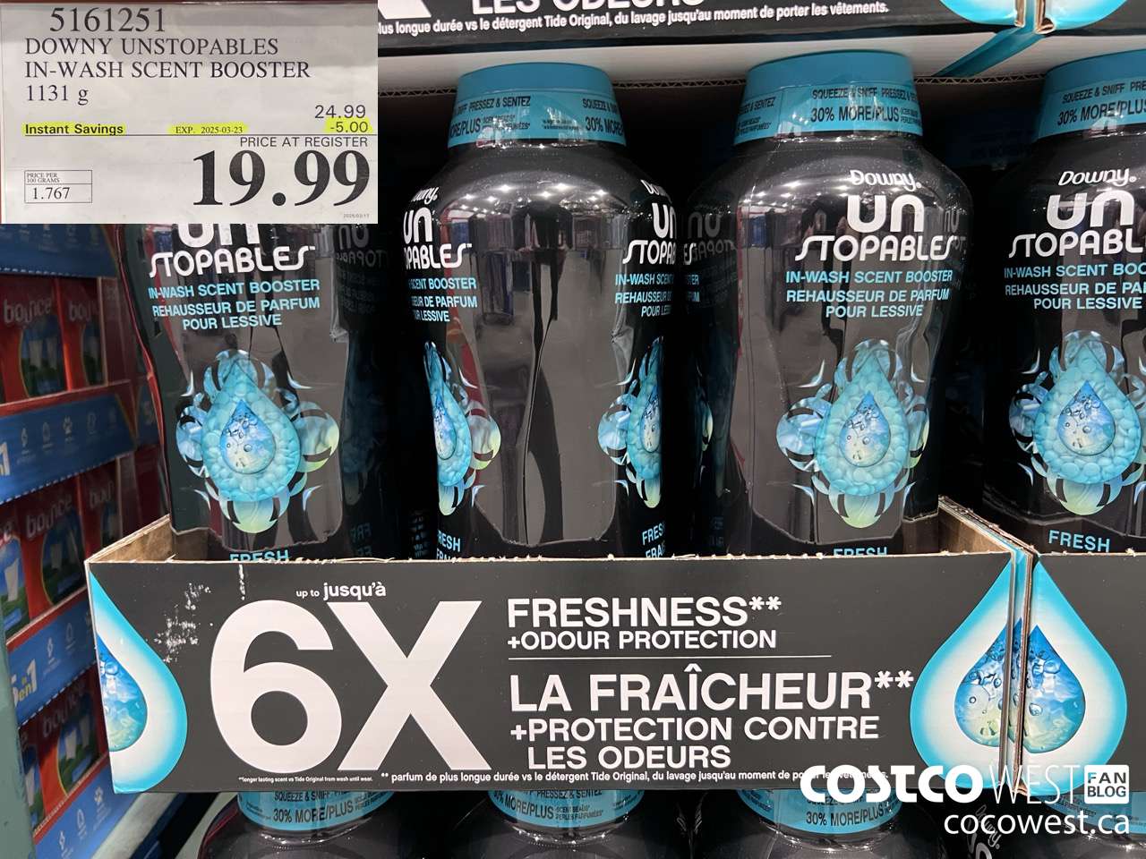 5161251 DOWNY UNSTOPPABLES IN-WASH SCENT BOOSTER 1131 g ($5.00 INSTANT SAVINGS EXPIRES ON 2025-03-23) $19.99