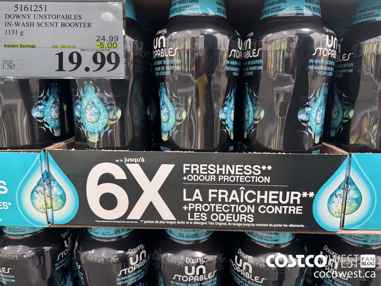 5161251 DOWNY UNSTOPPABLES IN-WASH SCENT BOOSTER 1131 g ($5.00 INSTANT SAVINGS EXPIRES ON 2025-03-30) $19.99