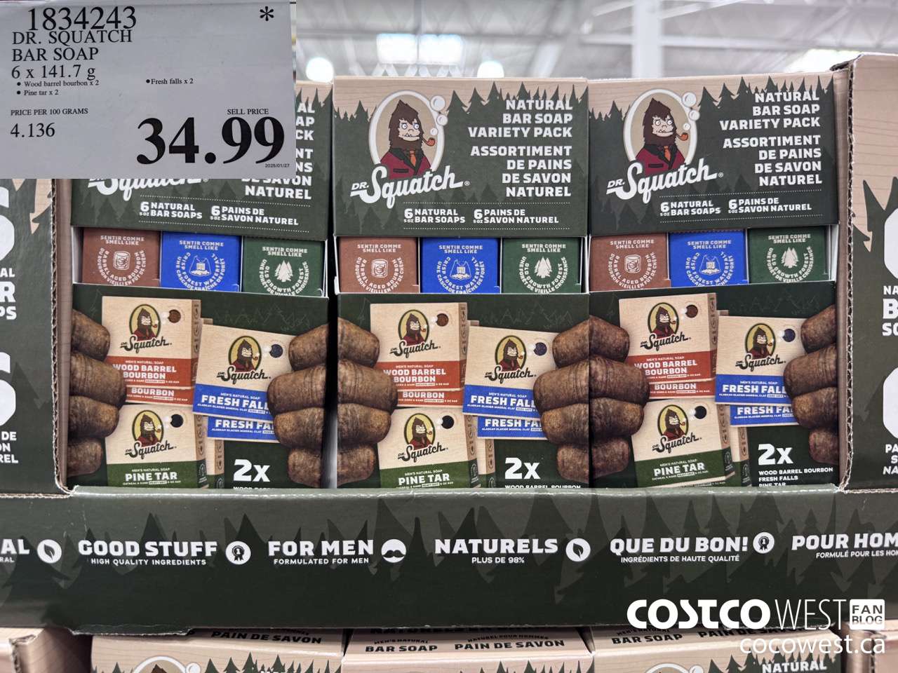 1834243 DR. SQATCH BAR SOAP 6 X 141.7G $34.99