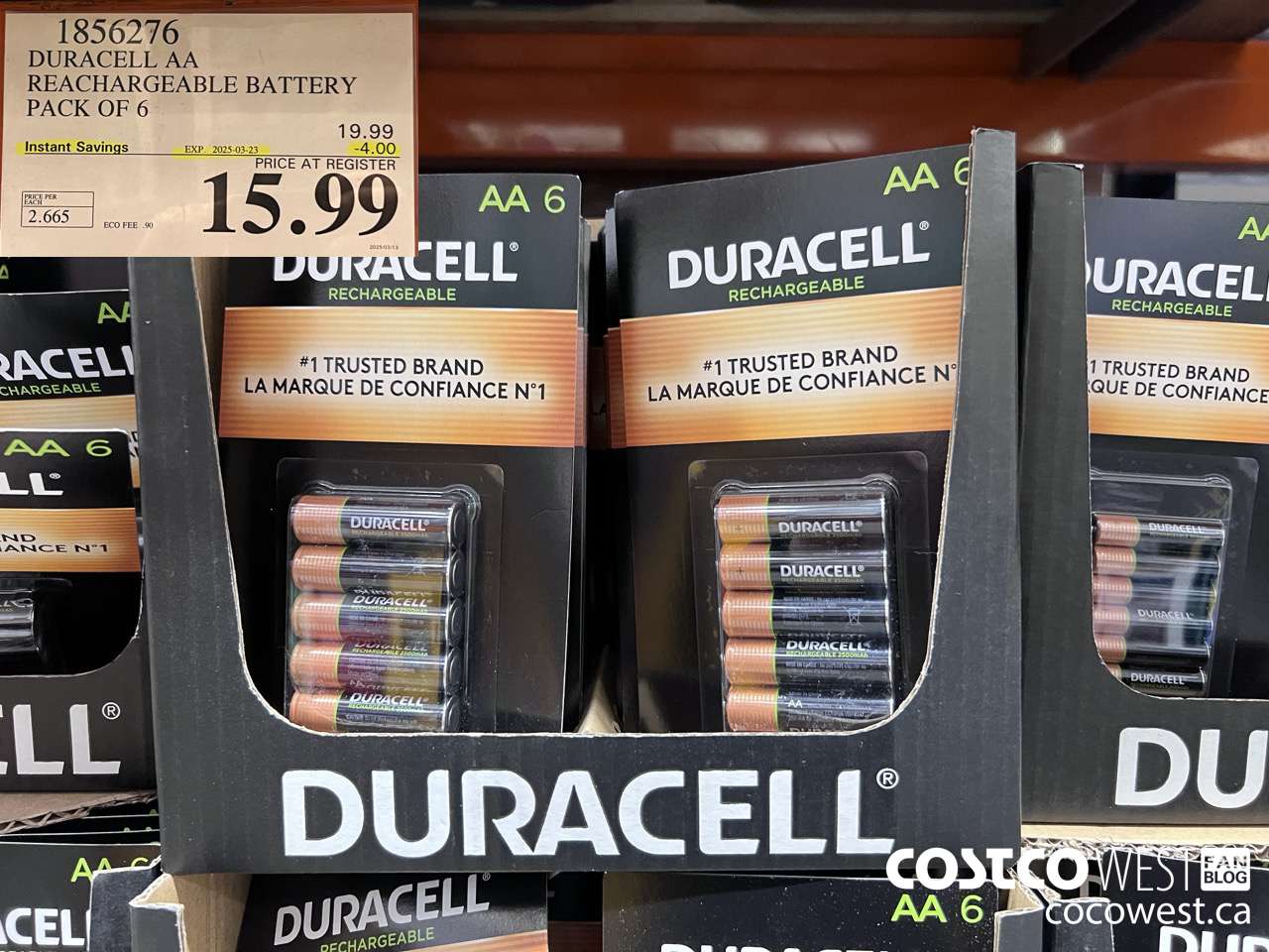 1856276 DURACELL AA RECHARGEABLE BATTERY PACK OF 6 ($4.00 INSTANT SAVINGS EXPIRES ON 2025-03-23) $15.99