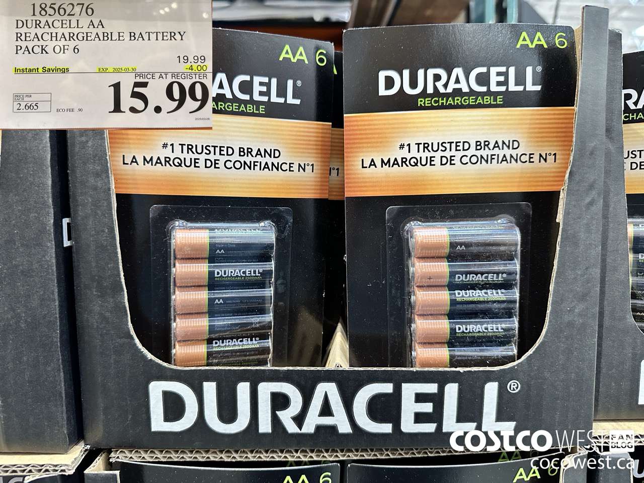 1856276 DURACELL AA RECHARGEABLE BATTERY PACK OF 6 ($4.00 INSTANT SAVINGS EXPIRES ON 2025-03-30) $15.99
