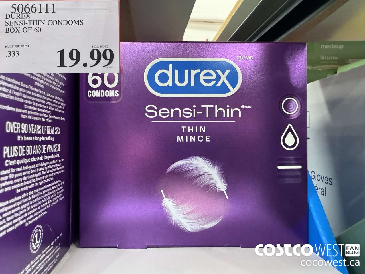 5066111 DUREX SENSI-THIN CONDOMS BOX OF 60 $19.99