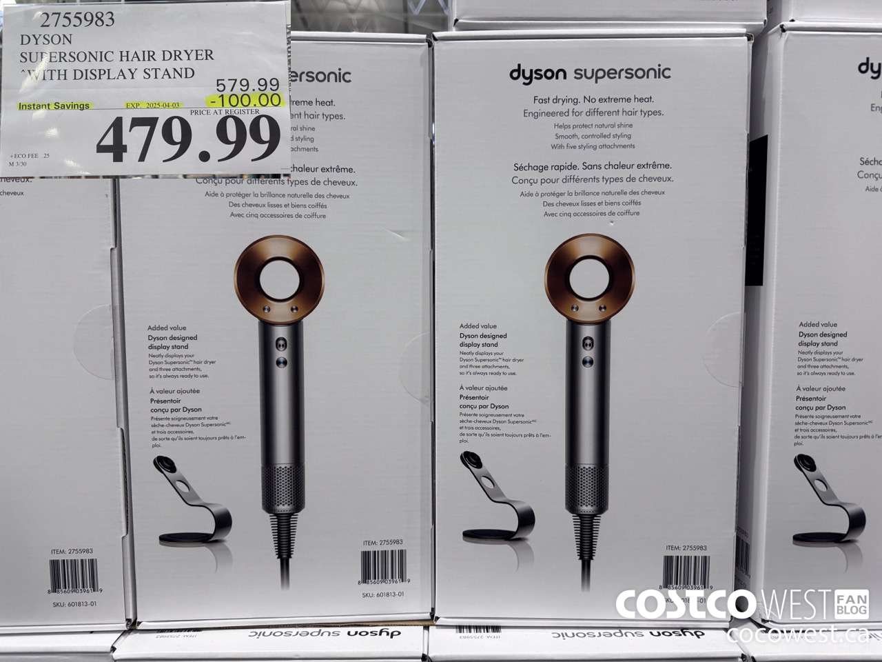 2755983 DYSON SUPERSONIC HAIR DRYER WITH DISPLAY STAND ($100.00 INSTANT SAVINGS EXPIRES ON 2025-04-03) $479.99