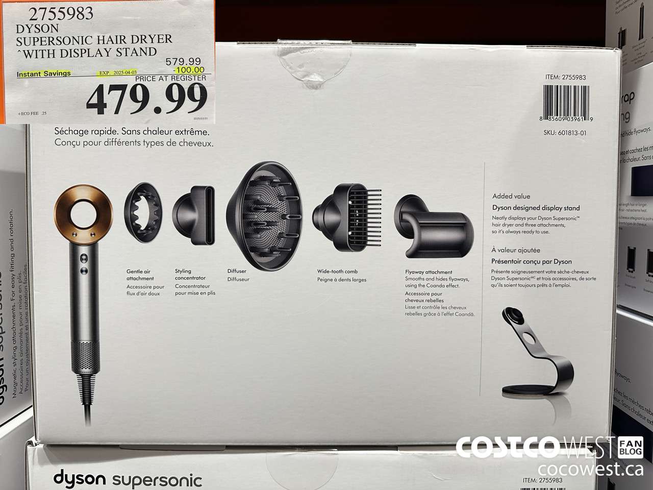 2755983 DYSON SUPERSONIC HAIR DRYER WITH DISPLAY STAND ($100.00 INSTANT SAVINGS EXPIRES ON 2025-04-03) $479.99