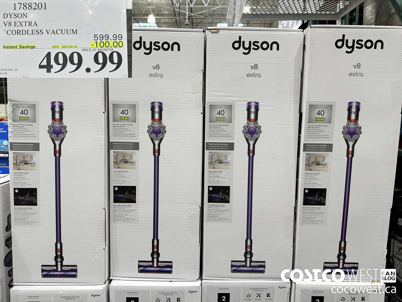 1788201 DYSON V8 EXTRA CORDLESS VACUUM ($100.00 INSTANT SAVINGS EXPIRES ON 2025-04-10) $499.99