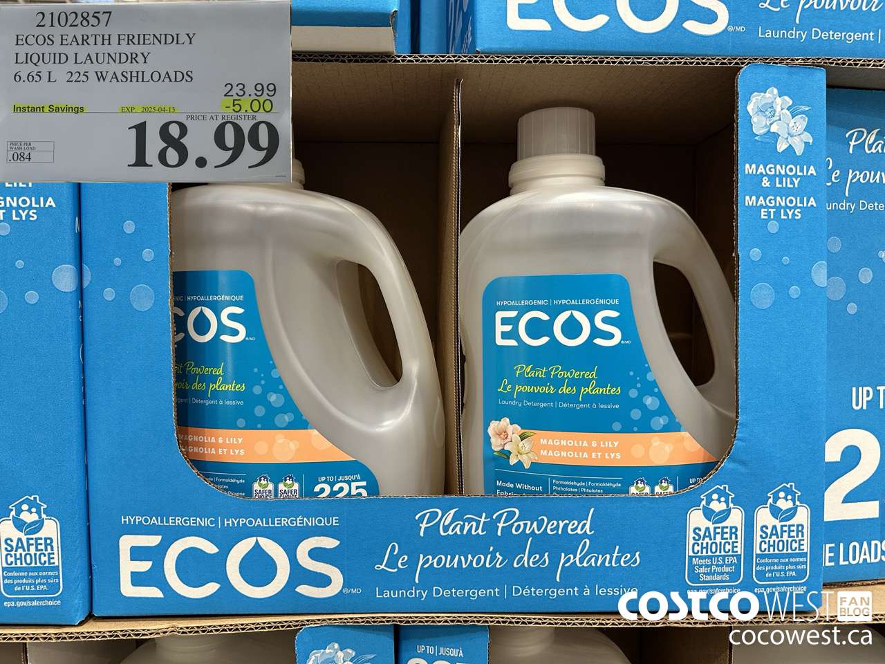 2102857 ECOS EARTH FRIENDLY LIQUID LAUNDRY 6.65 L 225 WASHLOADDS ($5.00 INSTANT SAVINGS EXPIRES ON 2025-04-13) $18.99