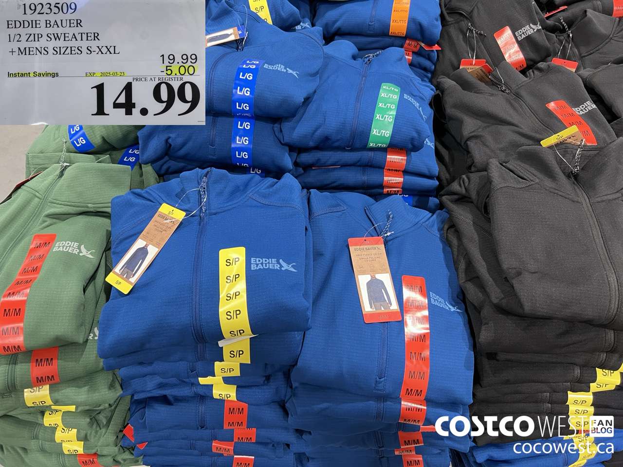 1923509 EDDIE BAUER 1/2 ZIP SWEATER MENS SIZES S-XXL ($5.00 INSTANT SAVINGS EXPIRES ON 2025-03-23) $14.99