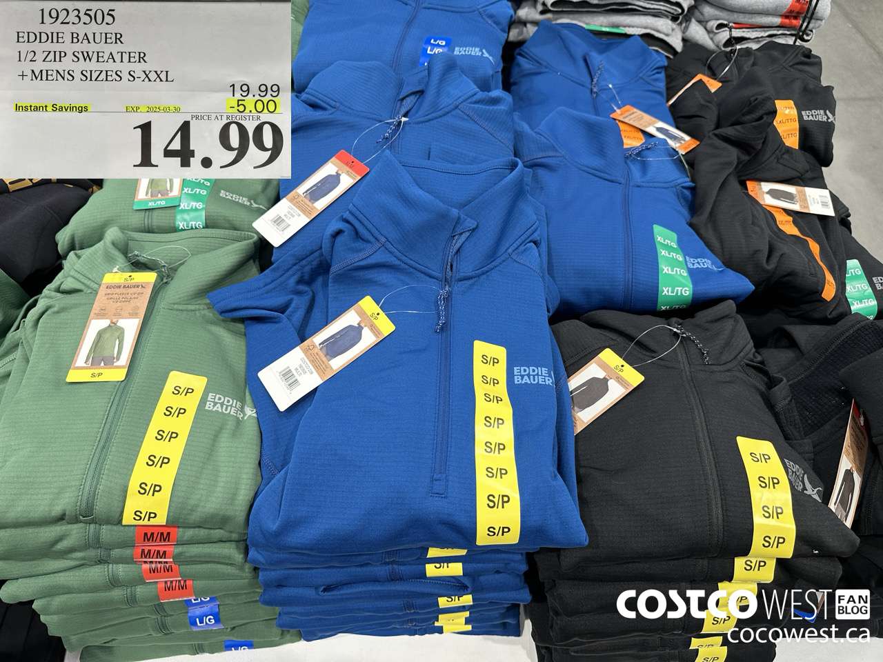 1923505 EDDIE BAUER 1/2 ZIP SWEATER MENS SIZES S-XXL ($5.00 INSTANT SAVINGS EXPIRES ON 2025-03-30) $14.99