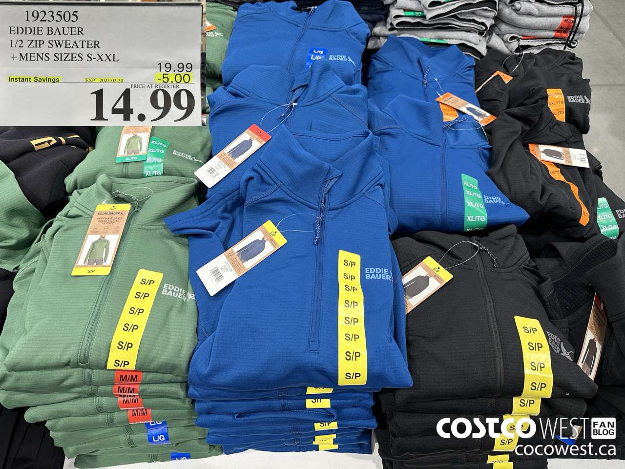 1923505 EDDIE BAUER 1/2 ZIP SWEATER MENS SIZES S-XXL ($5.00 INSTANT SAVINGS EXPIRES ON 2025-03-30) $14.99