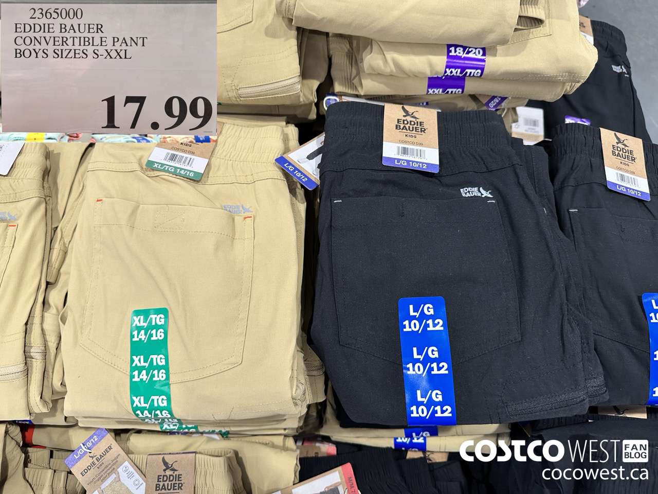 2365000 EDDIE BAUER CONVERTIBLE PANT BOYS SIZES S-XXL $17.99