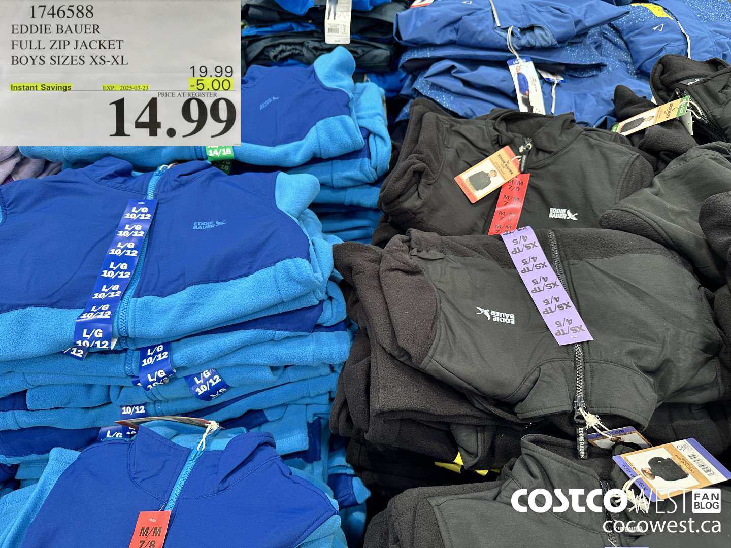 1746588 EDDIE BAUER FULL ZIP JACKET BOYS SIZES XS-M  ($5.00 INSTANT SAVINGS EXPIRES ON 2025-03-23) $14.99