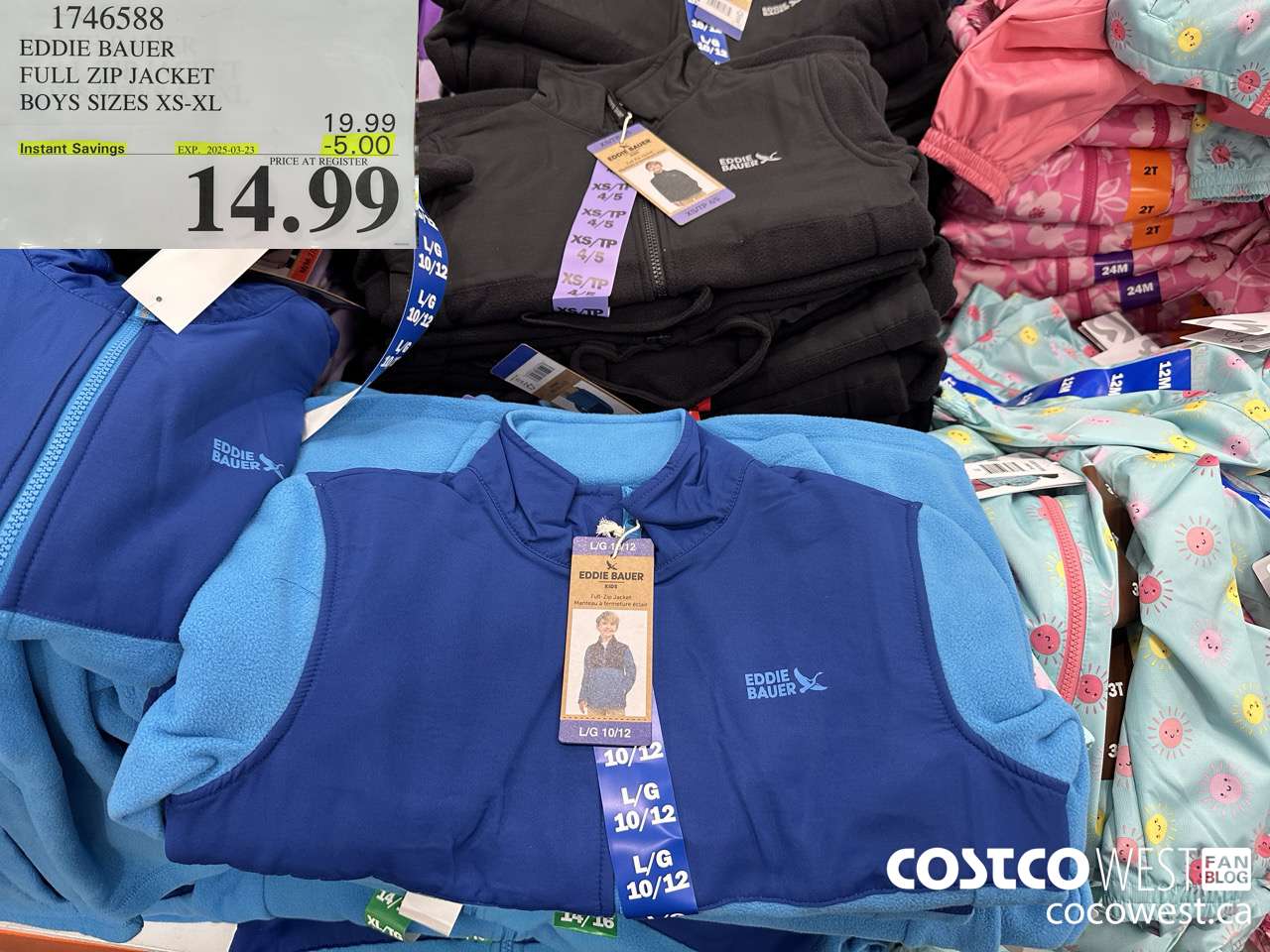 1746588 EDDIE BAUER FULL ZIP JACKET BOYS SIZES XS-M  ($5.00 INSTANT SAVINGS EXPIRES ON 2025-03-23) $14.99