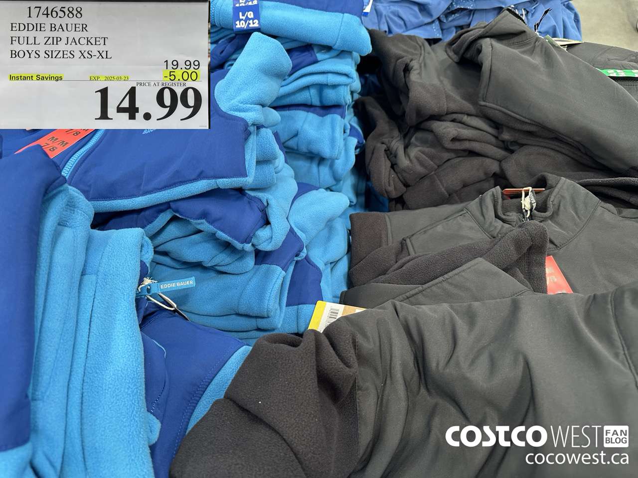 1746588 EDDIE BAUER FULL ZIP JACKET BOYS SIZES XS-M  ($5.00 INSTANT SAVINGS EXPIRES ON 2025-03-23) $14.99