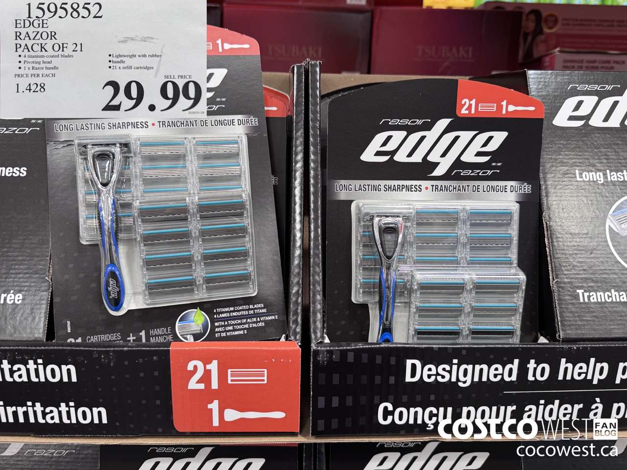 1595852 EDGE RAZOR PACK OF 21 $29.99