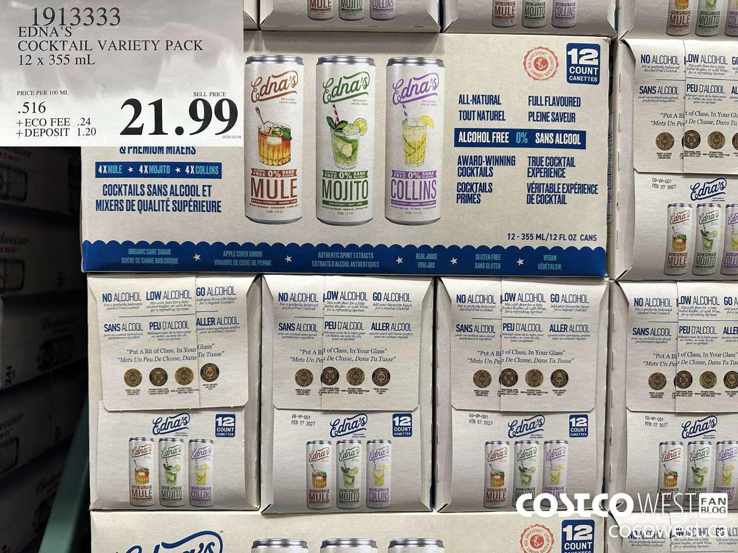 1913333 EDNA'S COCKTAIL VARIETY PACK 12 x 355 mL $21.99