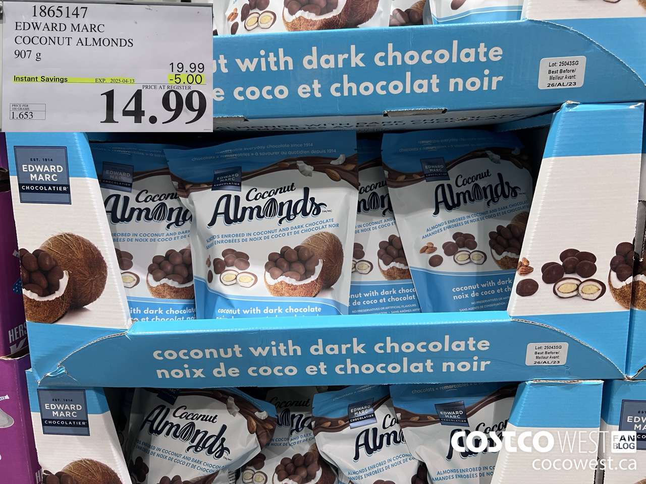 1865147 EDWARD MARC COCONUT ALMONDS 907G ($5.00 INSTANT SAVINGS EXPIRES ON 2025-04-13) $14.99