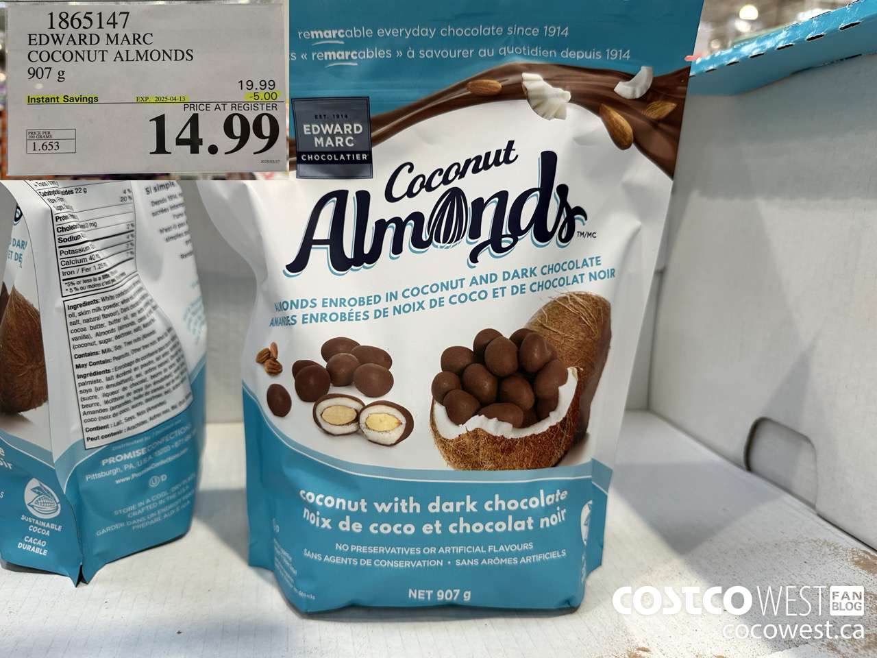 1865147 EDWARD MARC COCONUT ALMONDS 907G ($5.00 INSTANT SAVINGS EXPIRES ON 2025-04-13) $14.99