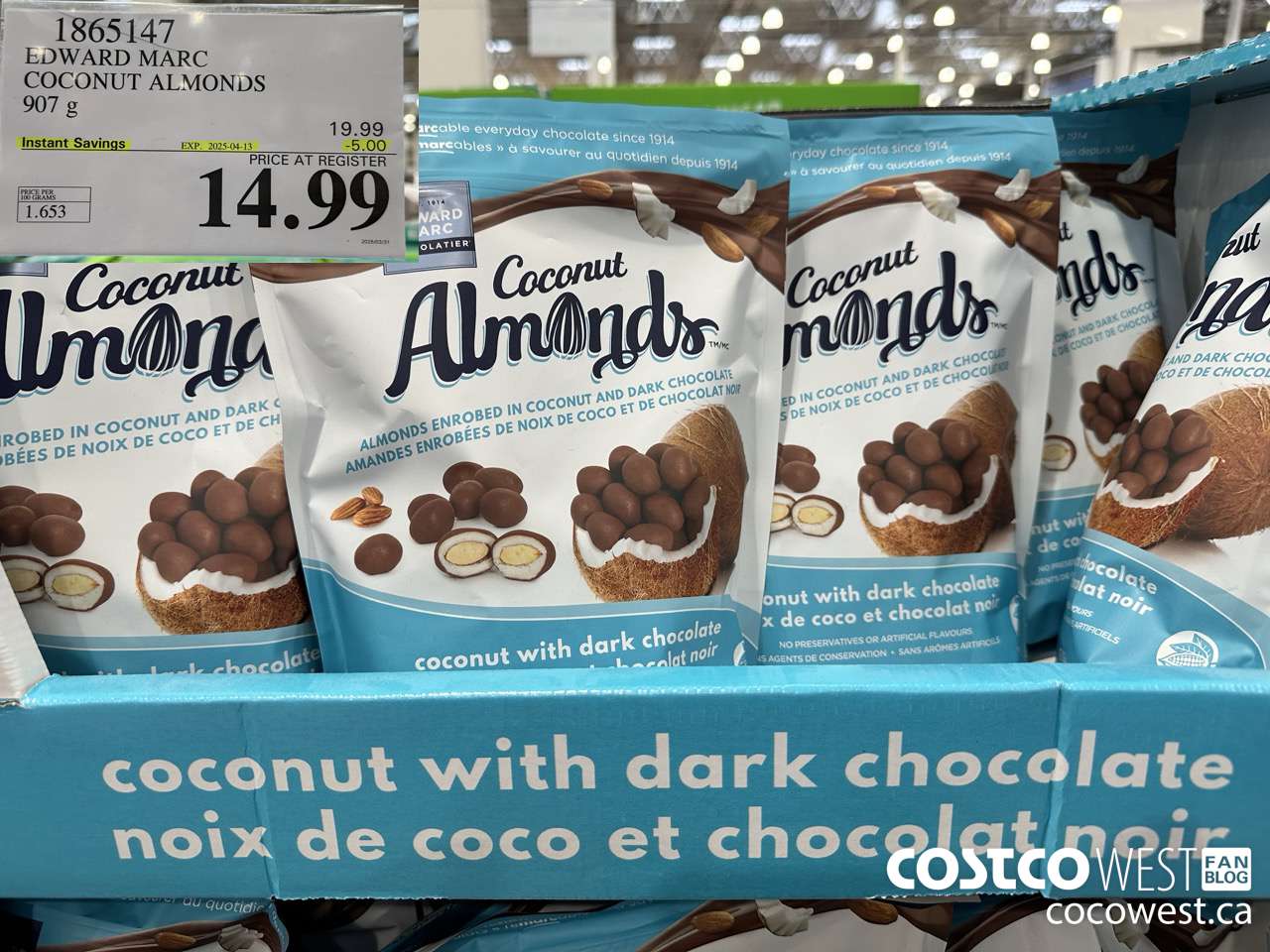1865147 EDWARD MARC COCONUT ALMONDS 907G ($5.00 INSTANT SAVINGS EXPIRES ON 2025-04-13) $14.99