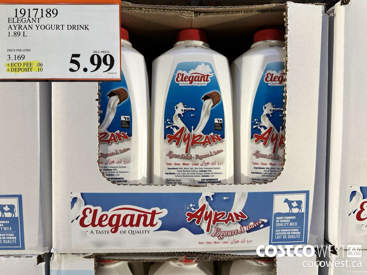 1917189 ELEGANT AYRAN YOGURT DRINK 1.89L $5.99