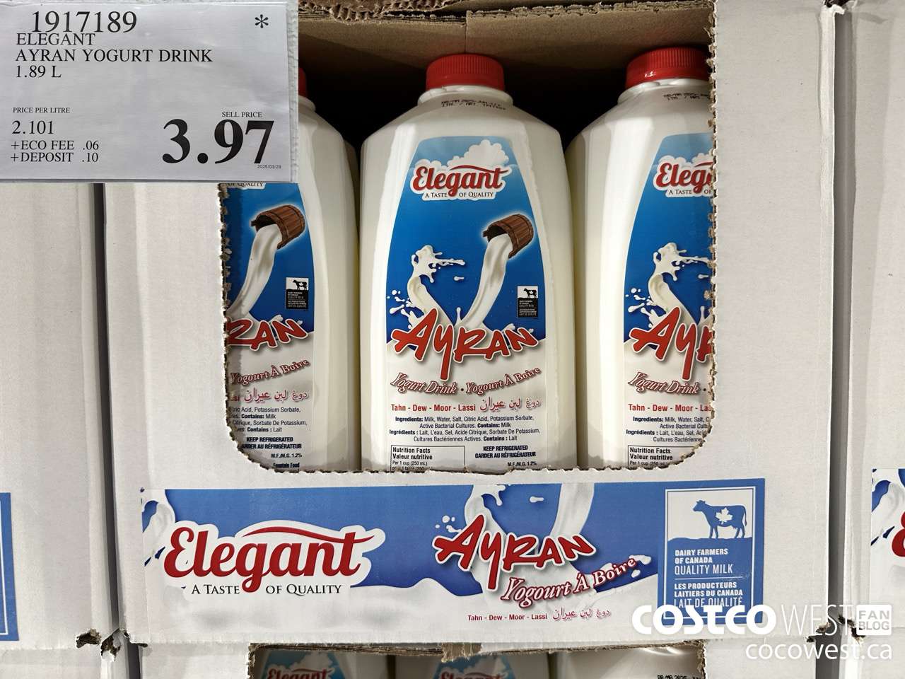 1917189 ELEGANT AYRAN YOGURT DRINK 1.89L $3.97