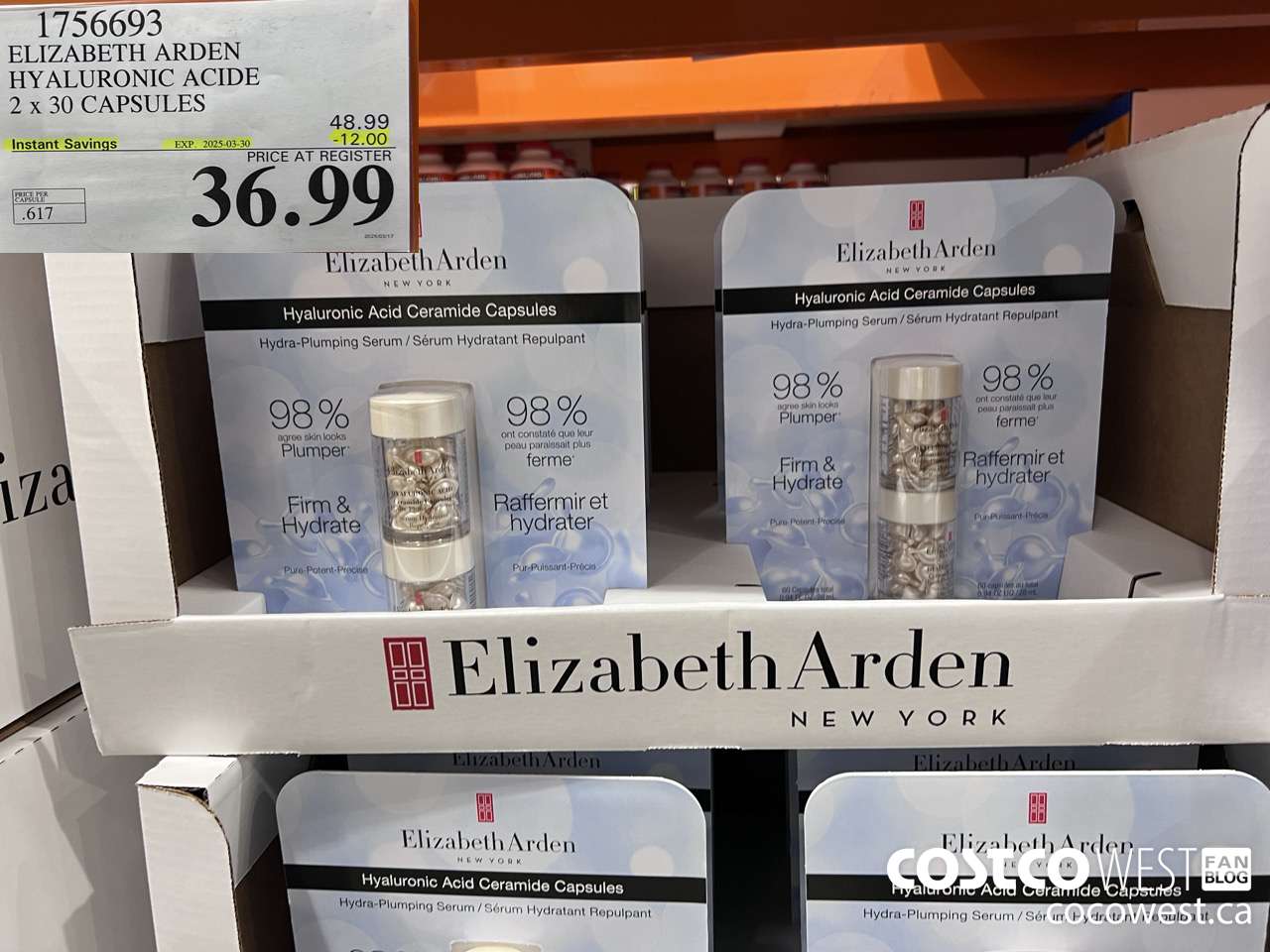 1756693 ELIZABETH ARDEN HYALURONIC ACIDE 2 X 30 CAPSULES ($12.00 INSTANT SAVINGS EXPIRES ON 2025-03-30) $36.99