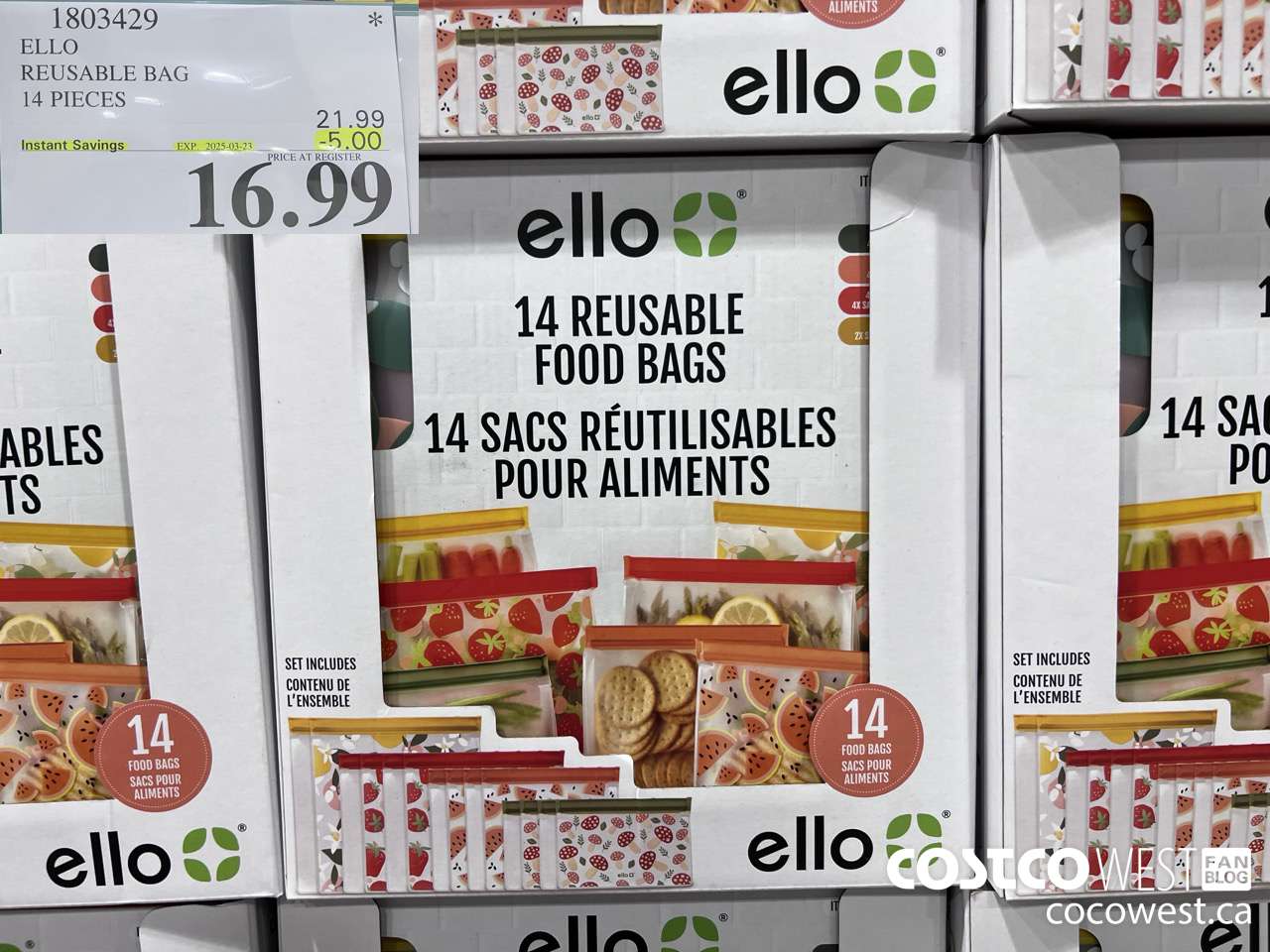 1803429 ELLO REUSABLE BAG 14 PIECES ($5.00 INSTANT SAVINGS EXPIRES ON 2025-03-23) $16.99