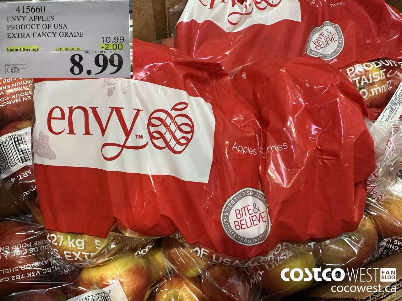 415660 ENVY APPLES PRODUCT OF USA EXTRA FANCY GRADE ($2.00 INSTANT SAVINGS EXPIRES ON 2025-03-30) $8.99