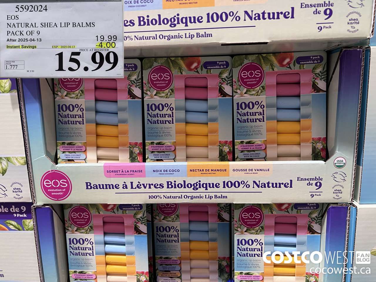 5592024 EOS NATURAL SHEA LIP BALMS PACK OF 9 ($4.00 INSTANT SAVINGS EXPIRES ON 2025-04-13) $15.99