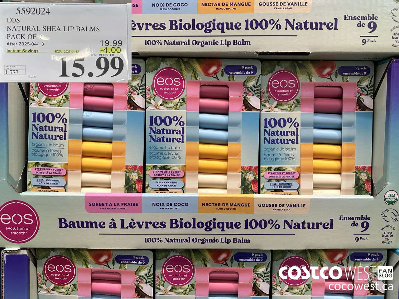 5592024 EOS NATURAL SHEA LIP BALMS PACK OF 9 ($4.00 INSTANT SAVINGS EXPIRES ON 2025-04-13) $15.99
