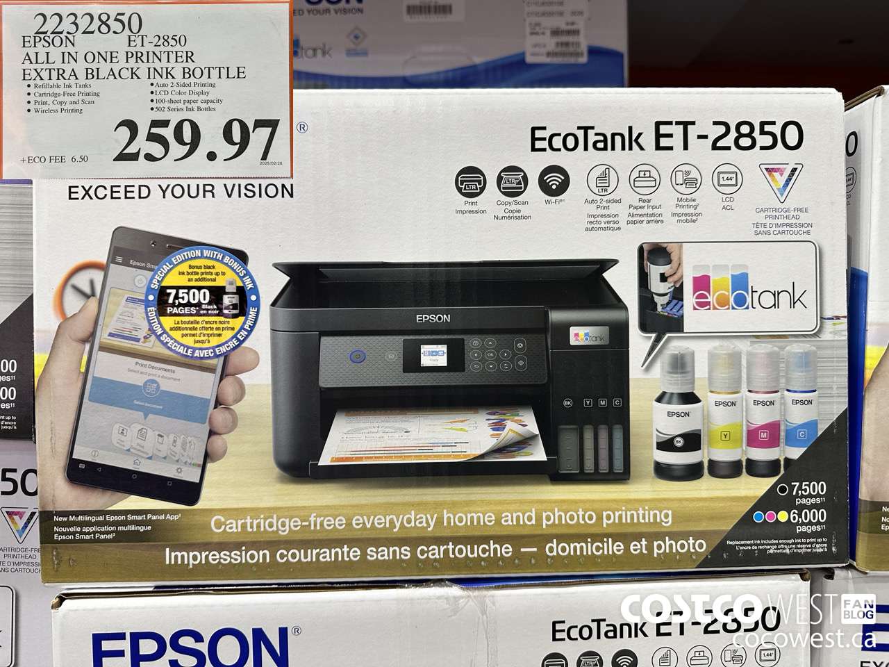 2232850 EPSON ET-2850 ALL IN ONE PRINTER EXTRA BLACK INK BOTTLE $259.97