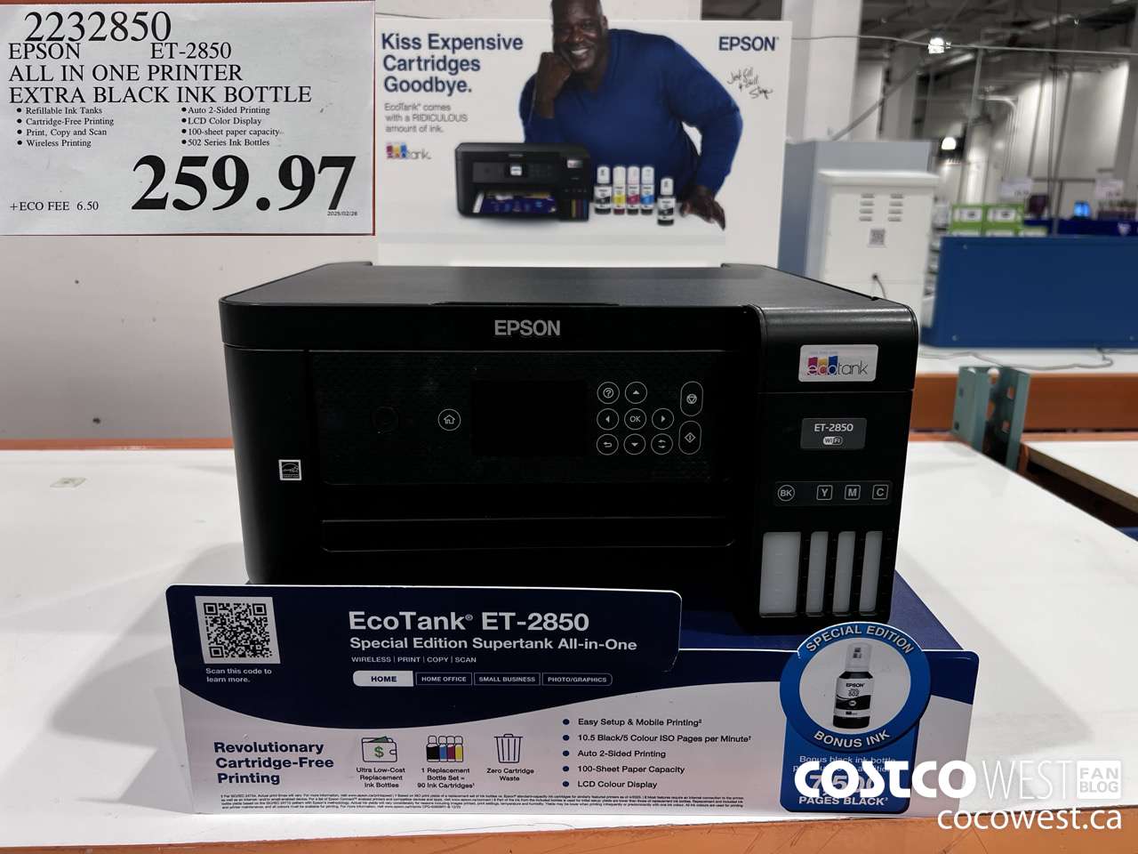 2232850 EPSON ET-2850 ALL IN ONE PRINTER EXTRA BLACK INK BOTTLE $259.97