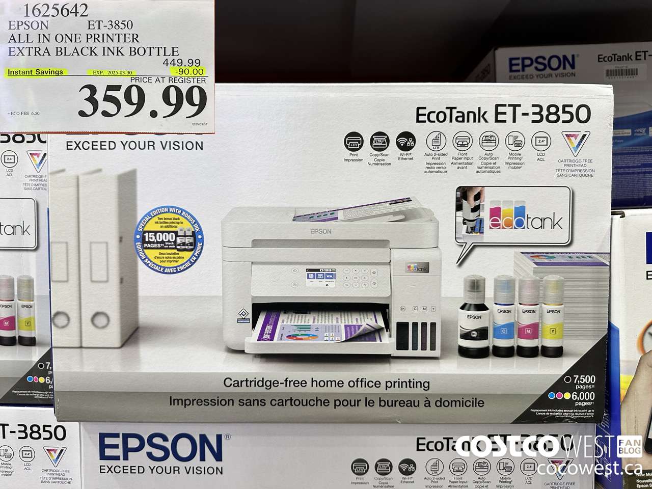 1625642 EPSON ET-3850 ALL IN ONE PRINTER ($90.00 INSTANT SAVINGS EXPIRES ON 2025-03-30) $359.99