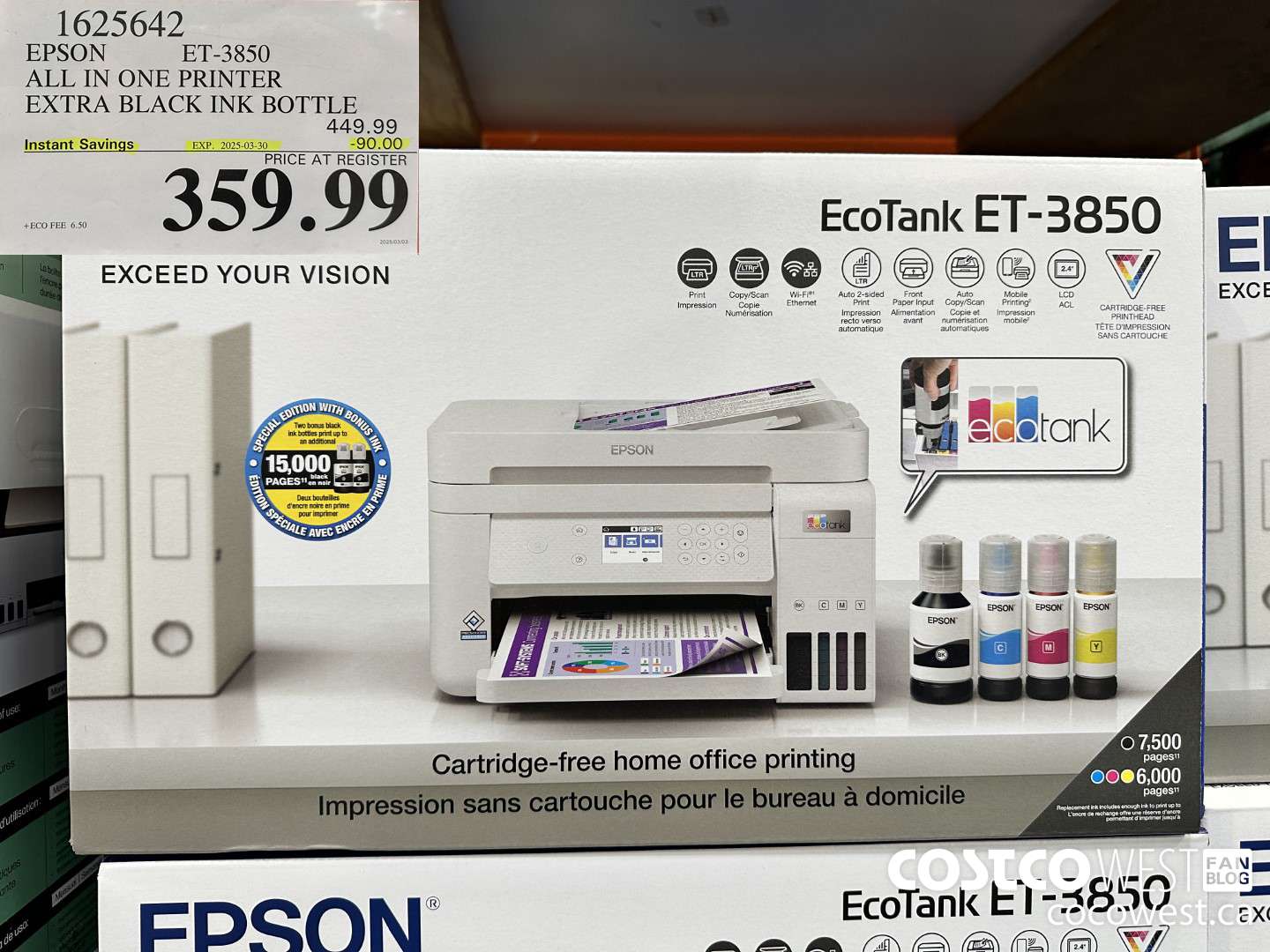 1625642 EPSON ET-3850 ALL IN ONE PRINTER ($90.00 INSTANT SAVINGS EXPIRES ON 2025-03-30) $359.99