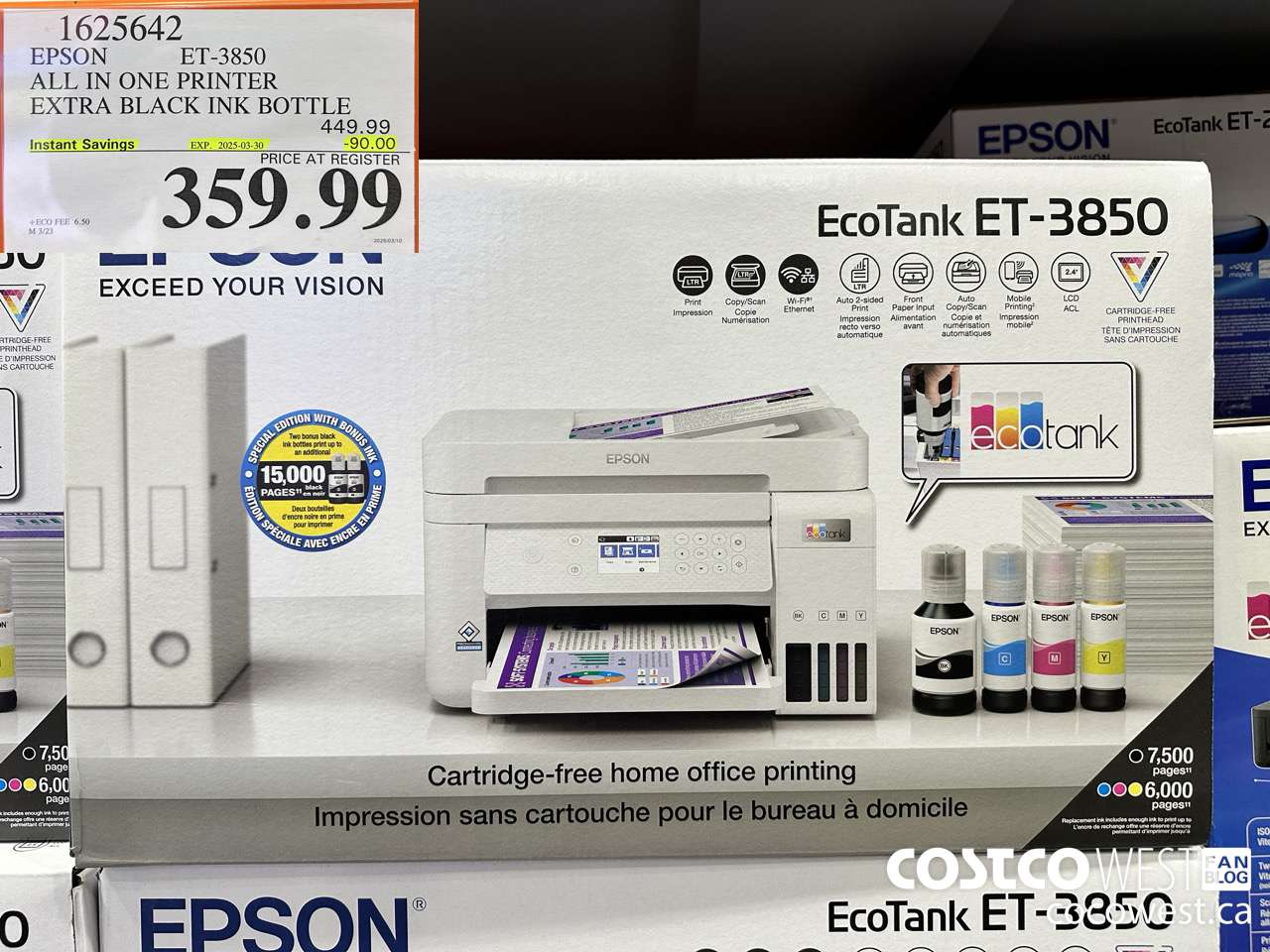 1625642 EPSON ET-3850 ALL IN ONE PRINTER ($90.00 INSTANT SAVINGS EXPIRES ON 2025-03-30) $359.99