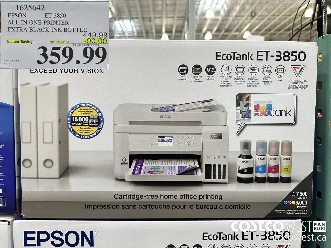 1625642 EPSON ET-3850 ALL IN ONE PRINTER ($90.00 INSTANT SAVINGS EXPIRES ON 2025-03-30) $359.99